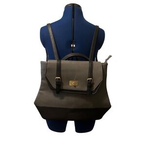 Jen & Co Vegan Leather Black and Gray Women's Backpack Purse